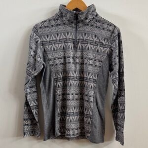 Gray Patterned Zip-Up Sweater